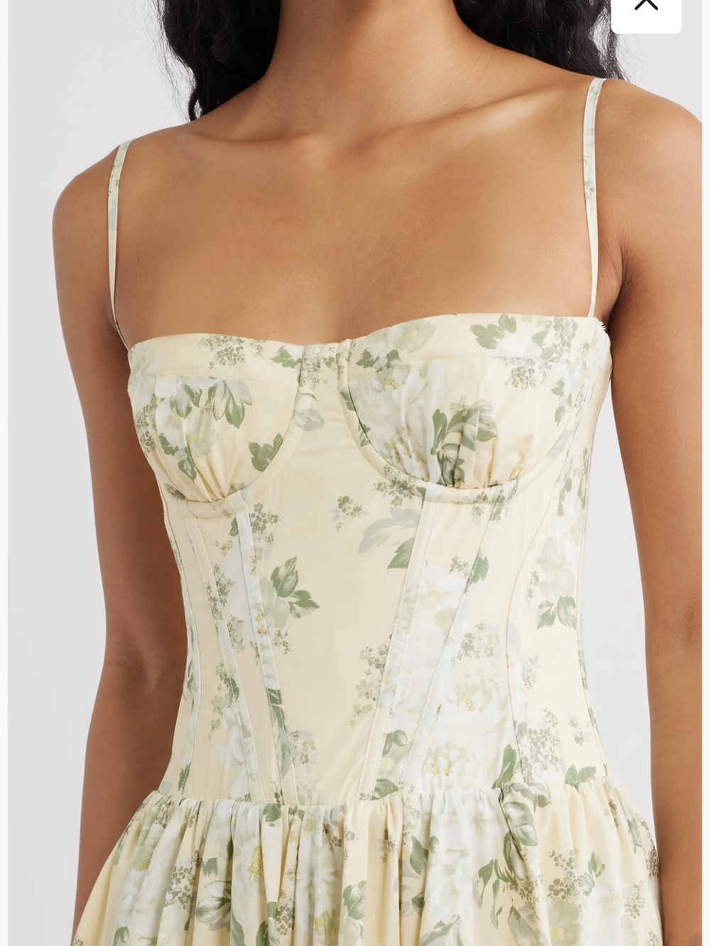 House of CB - Floral Bustier Maxi Dress in Pastel Yellow and Green - Picture 3 of 4